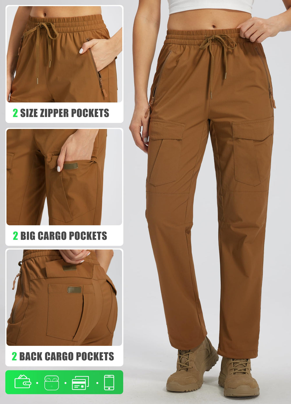 Libin women's hiking pants cuff detail shows water-resistant fabric for light rain protection.
