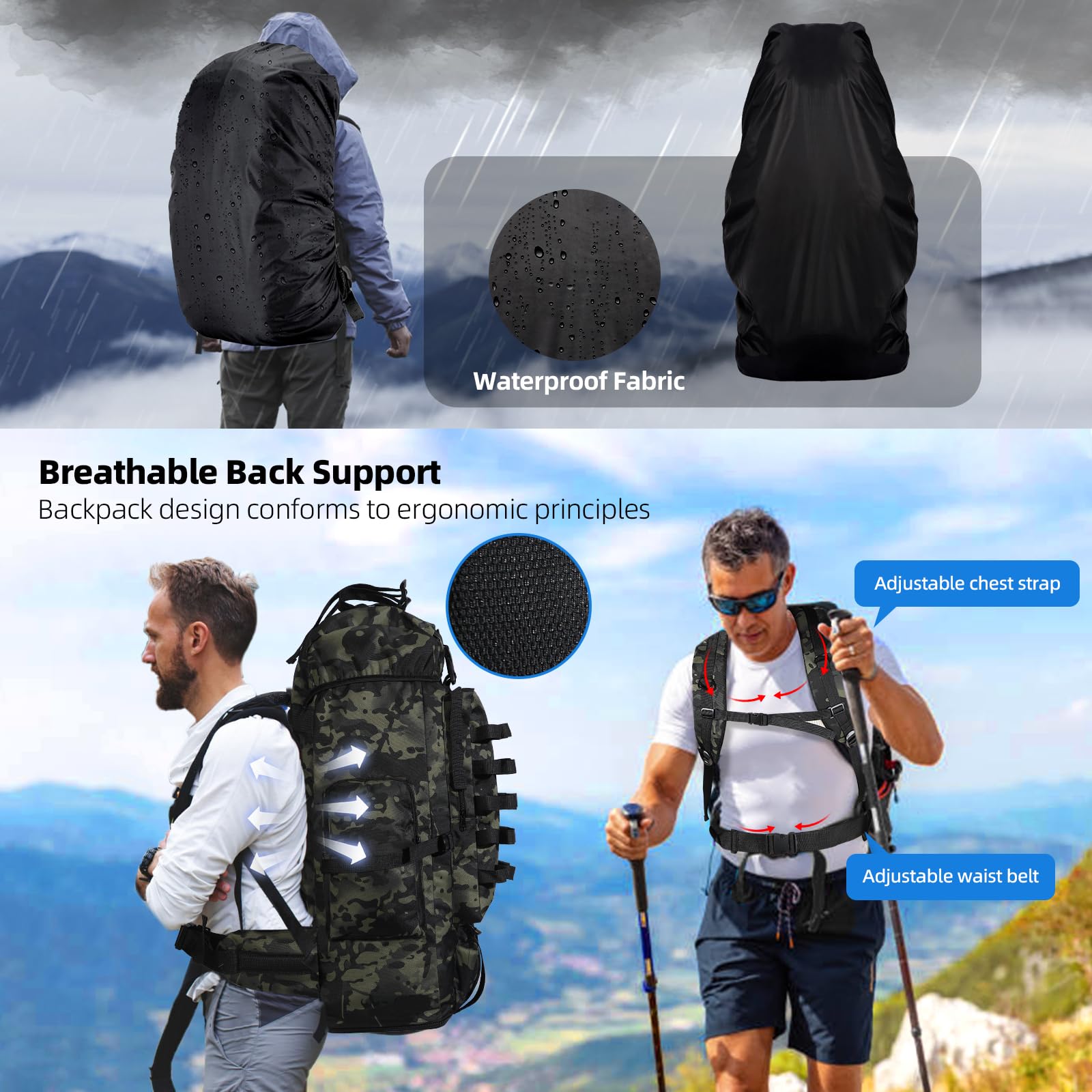 LibSkyln backpack breathable back panel improves ventilation.