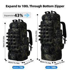 LibSkyln backpack MOLLE system front for attaching tools or gear.
