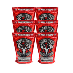Lick Em Stick Em deer attractant 4lb bag close-up for year-round hunting appeal.
