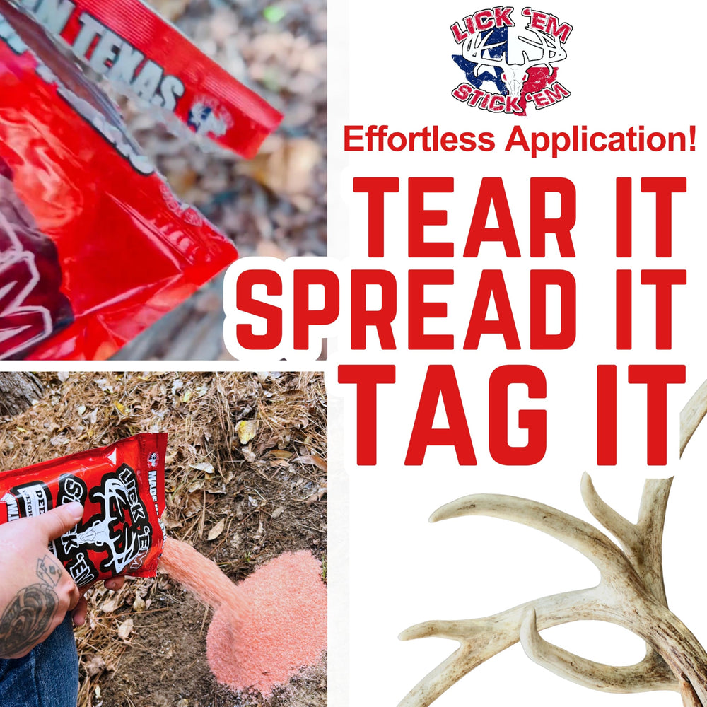 Lick Em Stick Em deer attractant sprinkled on corn to boost lure.