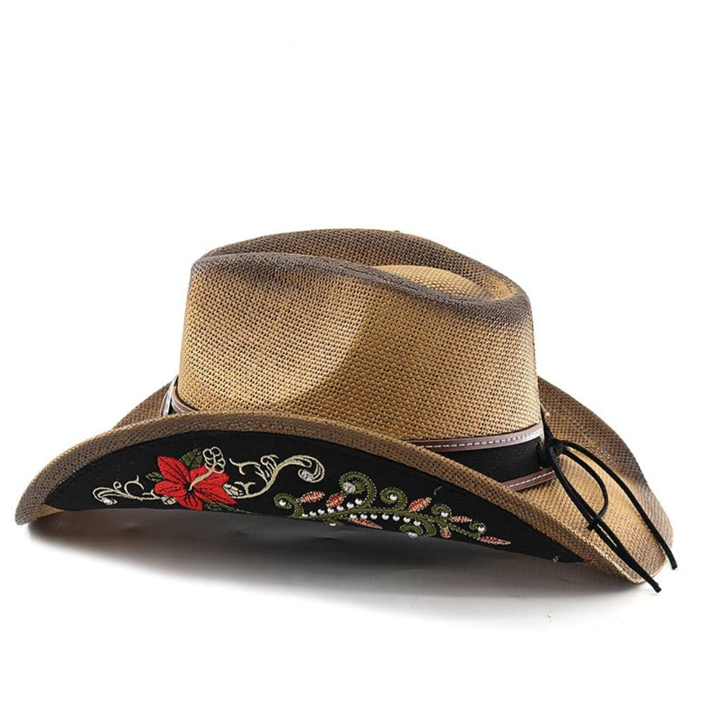 LIDHAY straw cowboy hat showcasing wide brim and teardrop crown