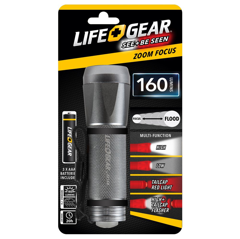 Life+Gear LG09-60589-SA4 tail-cap flasher and See and Be Seen mode boost visibility.