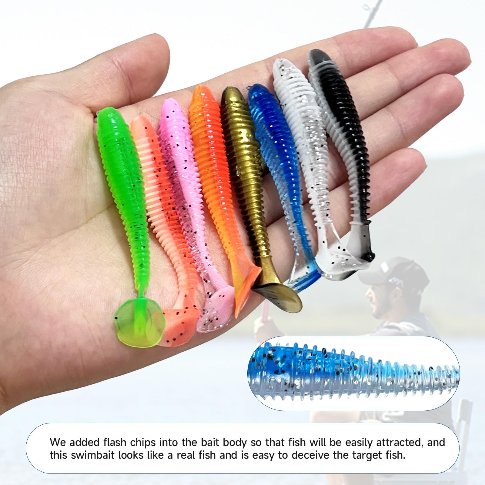 Lifelike vibrating action paddle tail swimbait