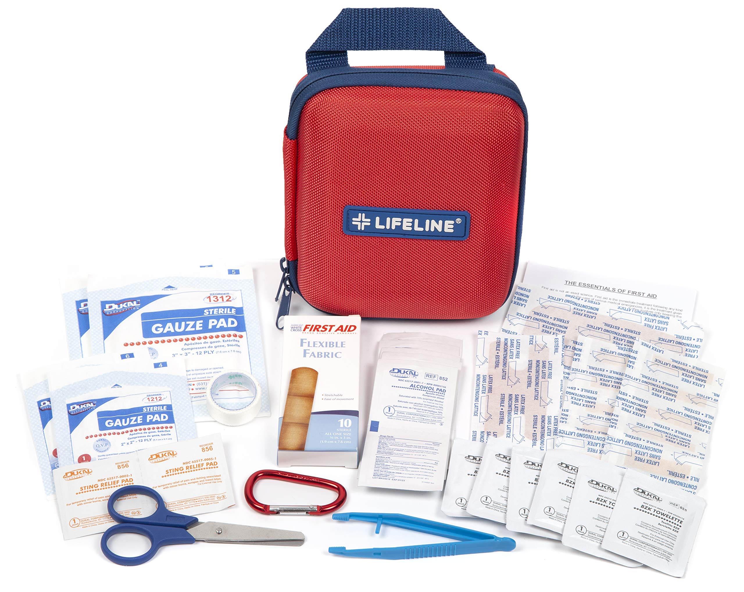 Lifeline 53-piece first aid kit small case for car or backpack safety.