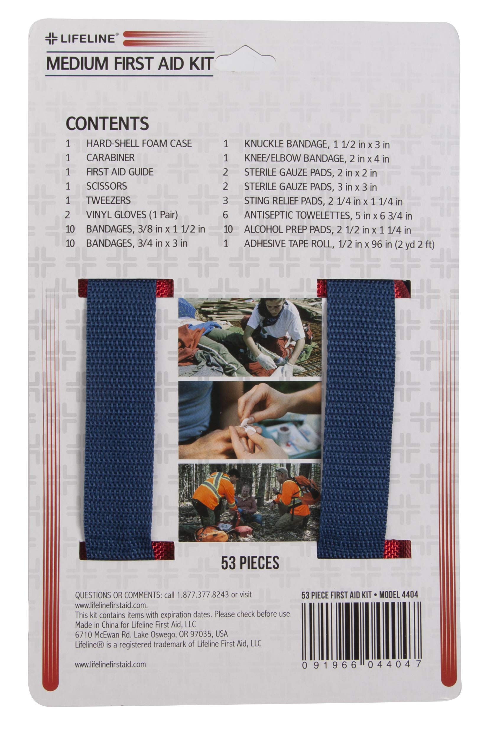 Lifeline compact emergency kit storage fits in backpacks or glove compartments.