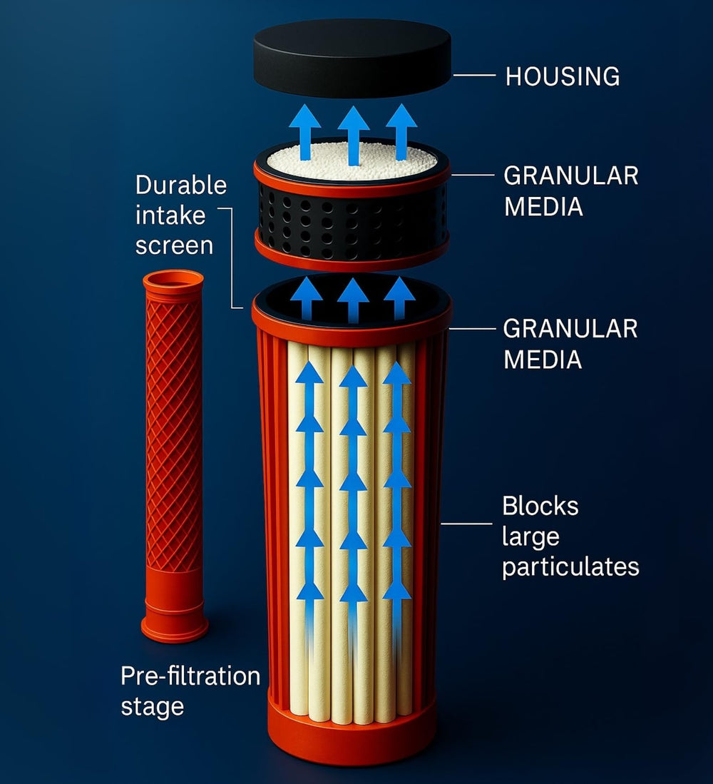 Lifesaver Jerrycan with pump action for quick dispensing of purified water.