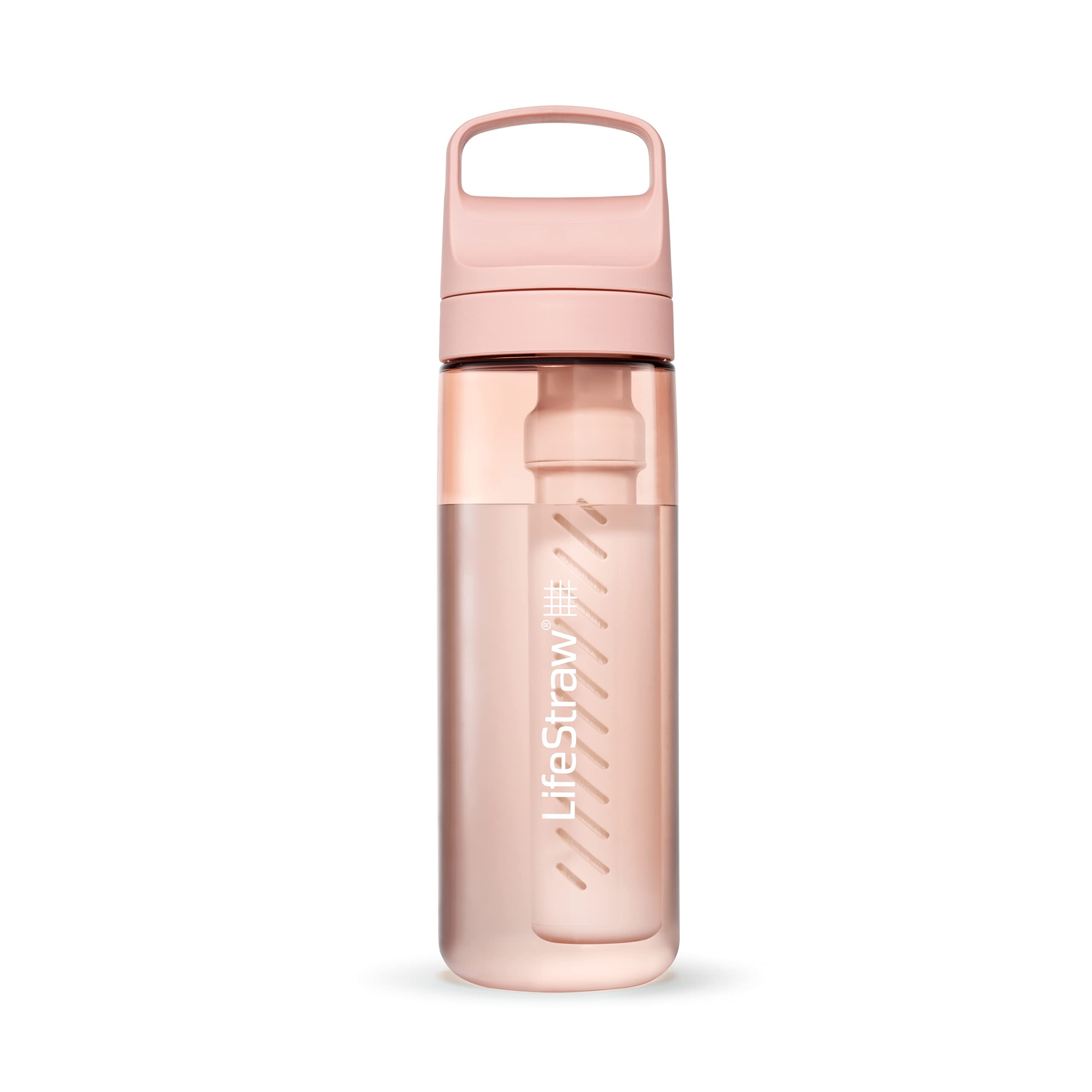 LifeStraw Go bottle front view demonstrates portable hydration for safer water on the go.