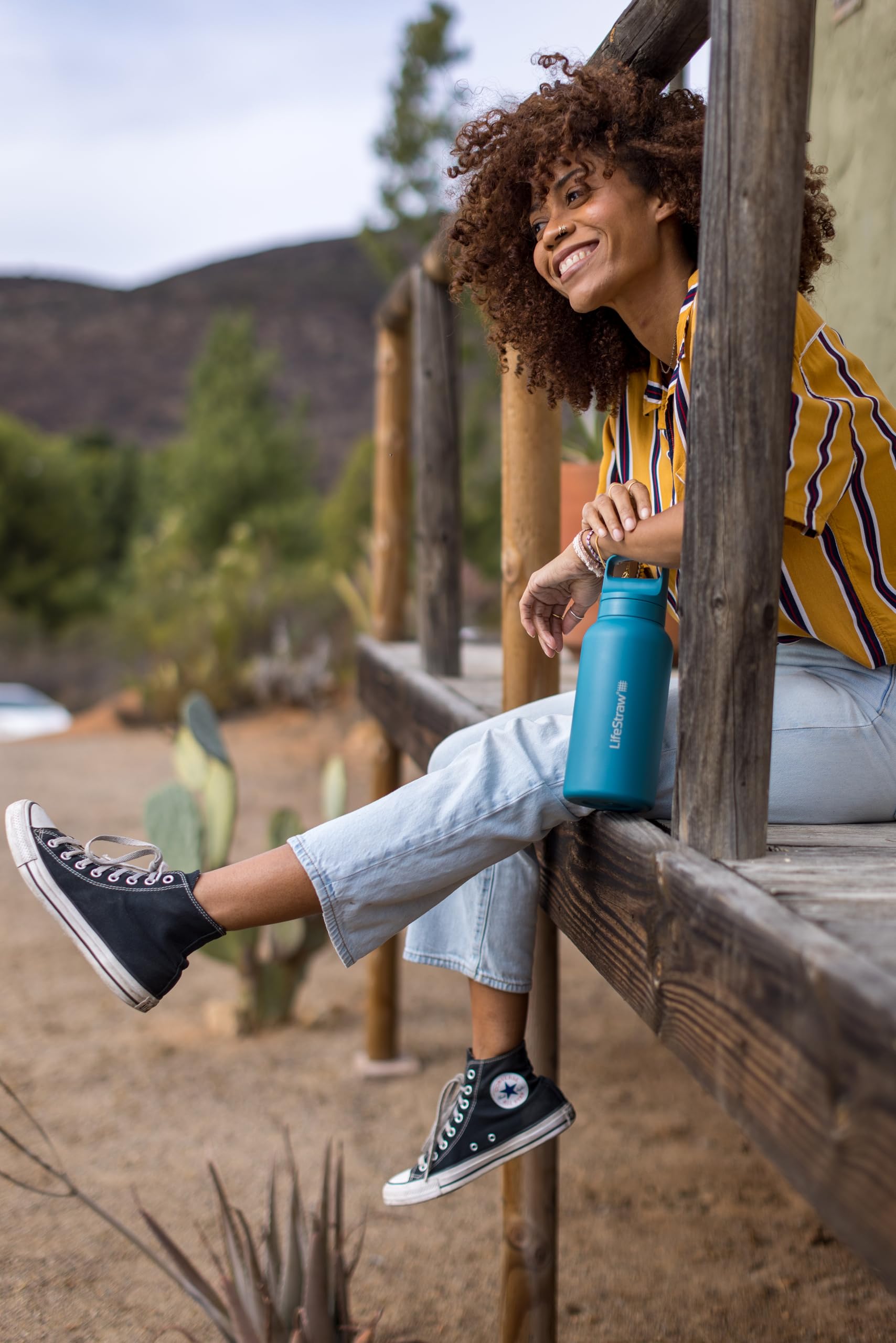 LifeStraw Go stainless steel body ready for travel and rugged use.