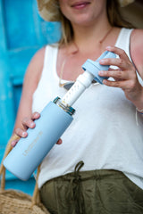 LifeStraw Go Laguna Teal bottle side view, durable for on-the-go use.