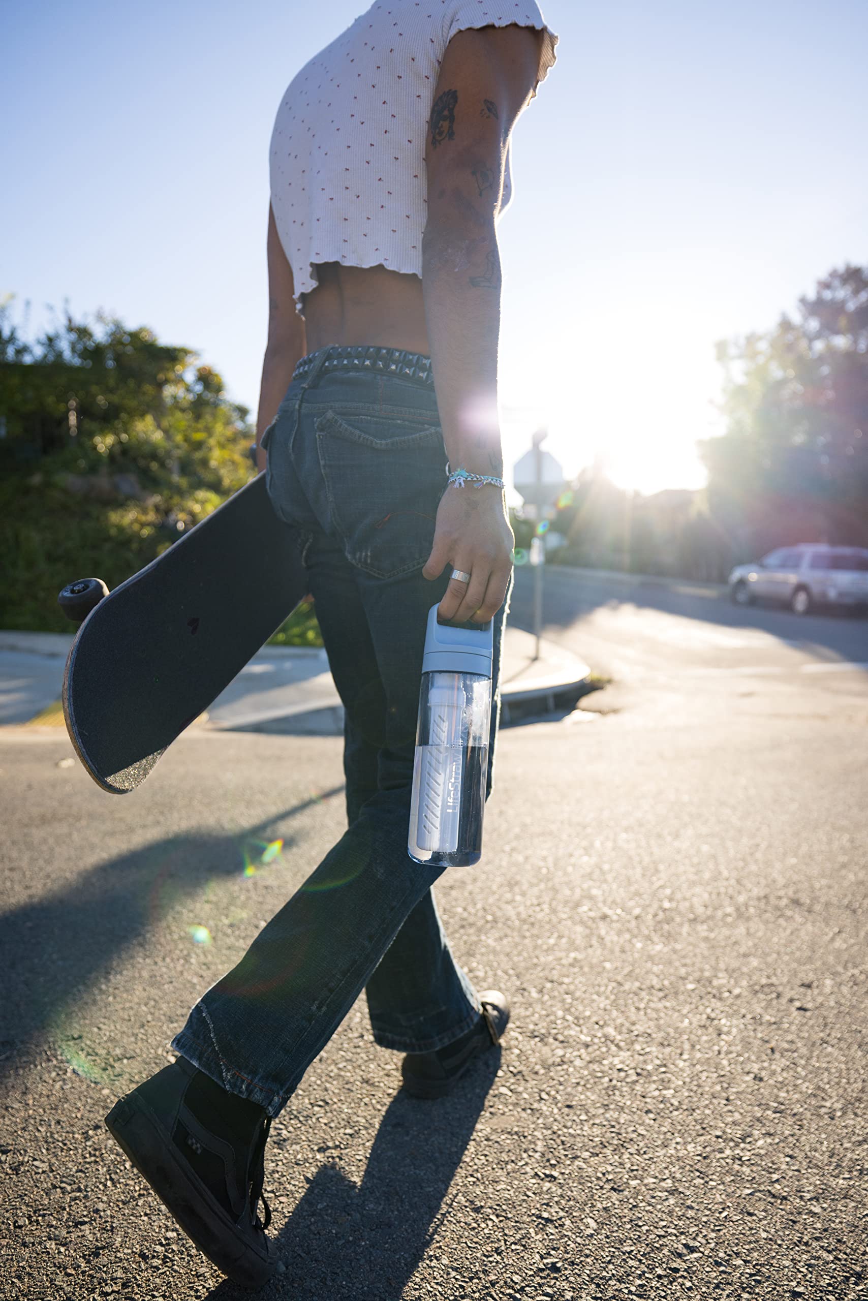 LifeStraw Go on a road trip demonstrates reliable hydration anywhere.