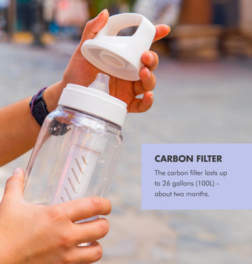 LifeStraw Go Series 1L BPA-free bottle label emphasizing safe, reusable hydration.