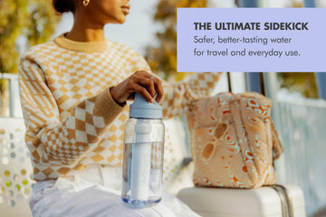 LifeStraw Go Series cap assembly close-up highlights a secure seal for travel.
