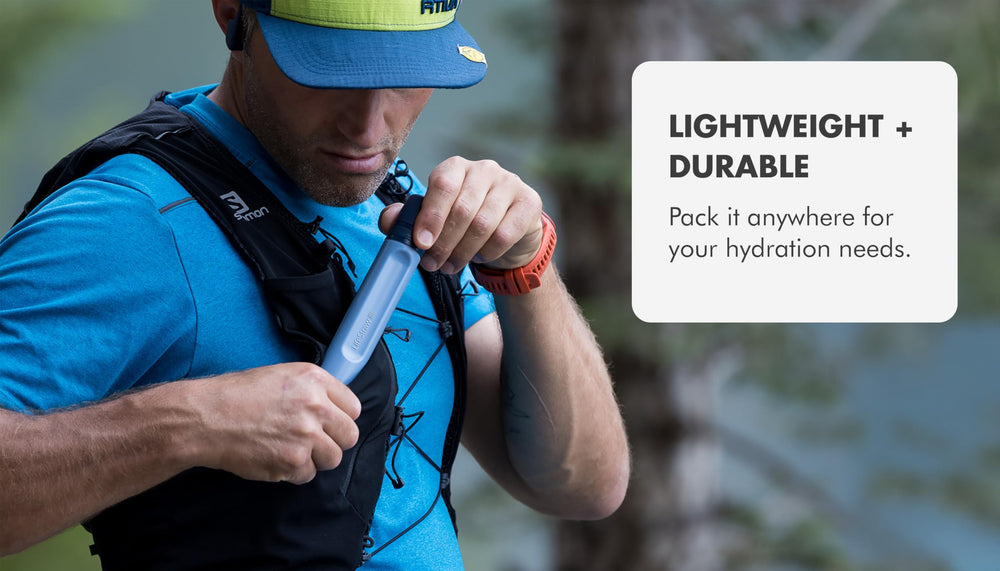 LifeStraw Peak Series close-up showing fast 2.5 L/min flow.