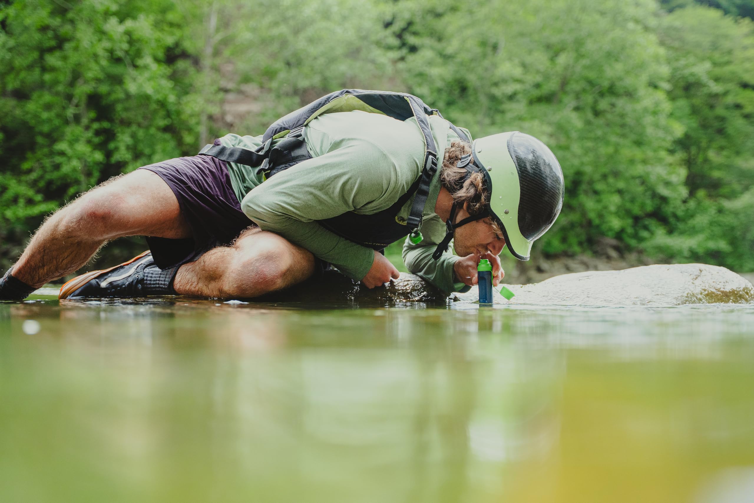 LifeStraw Solo shown in a backpack for hiking and camping