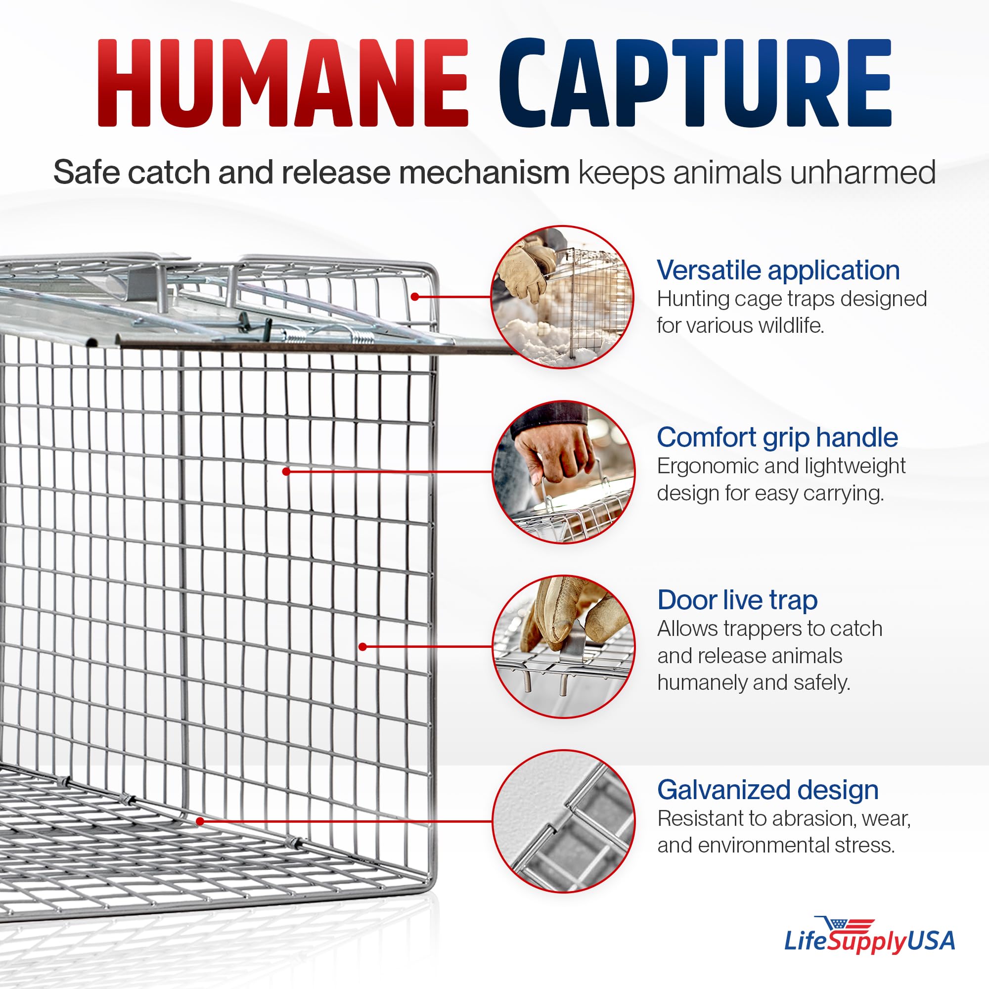 LifeSupplyUSA large-live-cage-trap illustrates size and easy handling for field use.