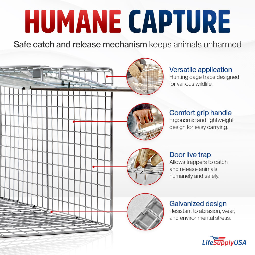 LifeSupplyUSA large-live-cage-trap illustrates size and easy handling for field use.