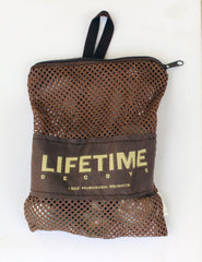 Lifetime 12-pack mushroom weights with zippered mesh bag for easy storage.
