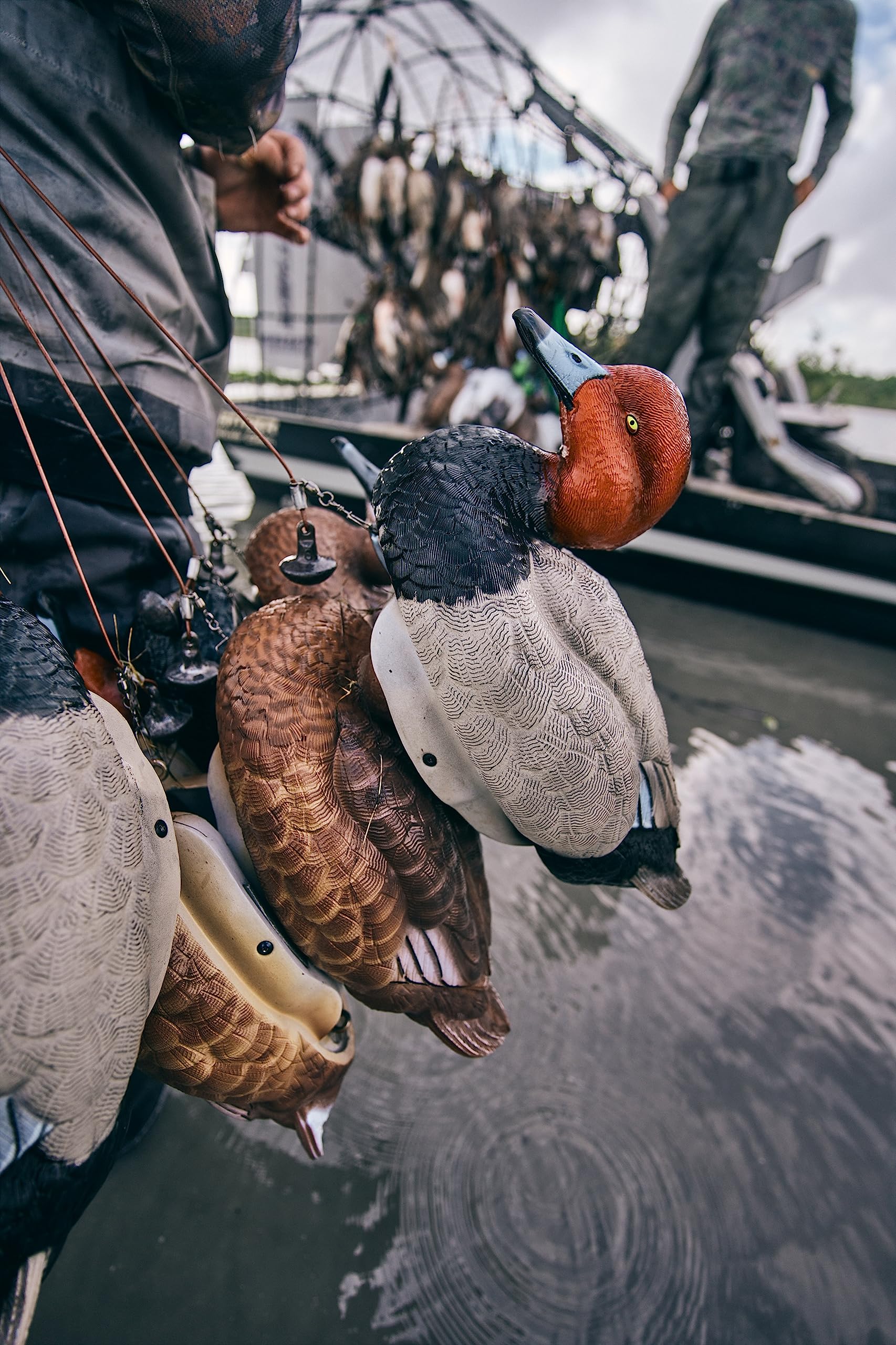 Heyday Redhead quiet foam decoy minimizes noise in calm water.