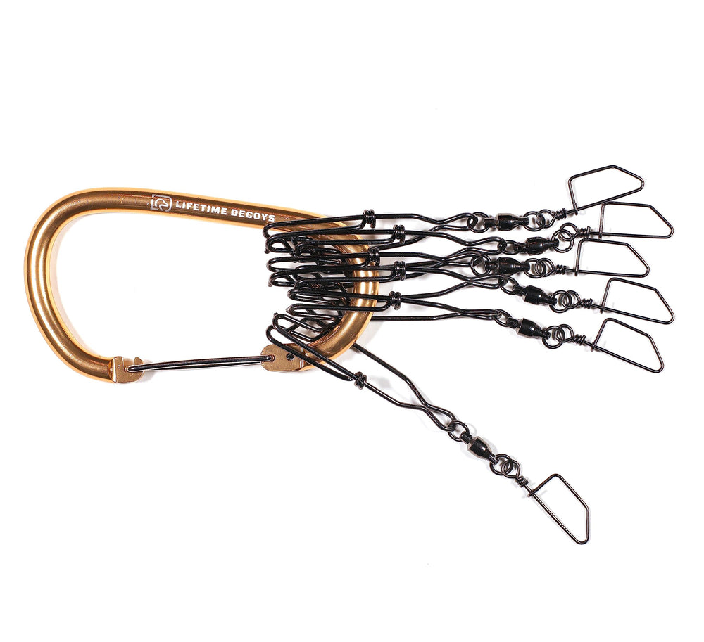 Lifetime Decoys jerk rig mainline drops with coastlock snaps secure decoy attachment.