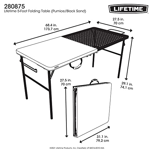 Lifetime Tailgate Table includes accessory hooks to organize utensils and tools