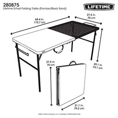 Lifetime Tailgate Table includes accessory hooks to organize utensils and tools