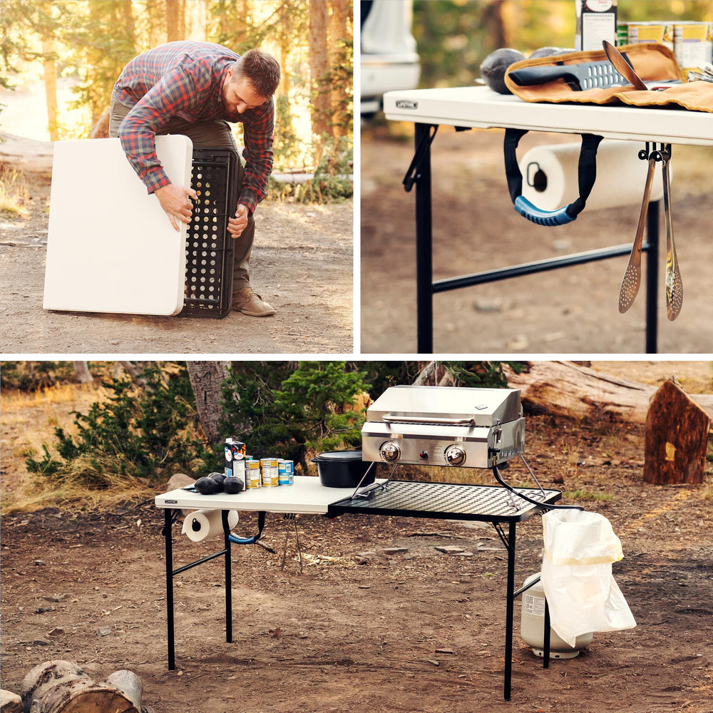 Lifetime Tailgate Table folds in half for compact storage and transport