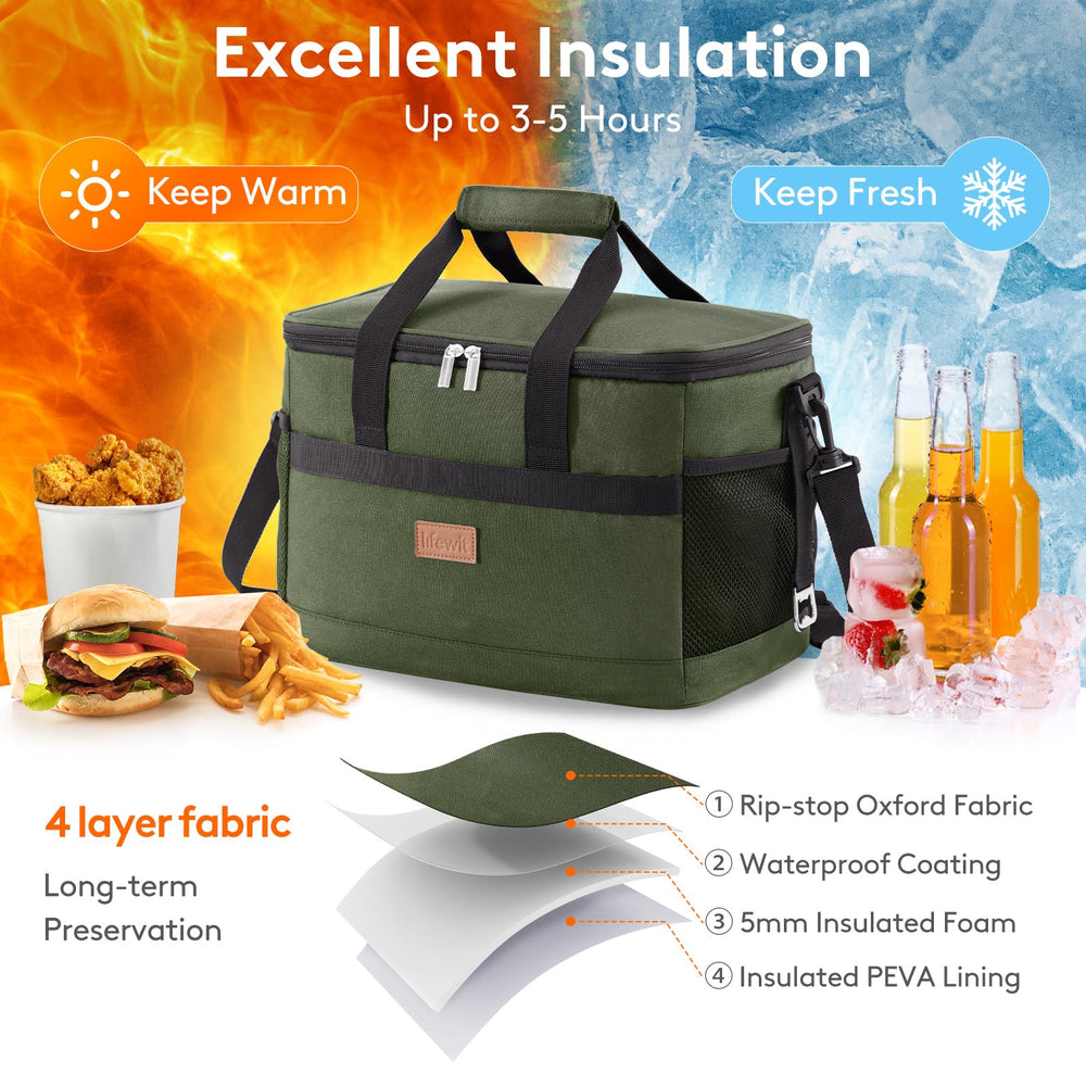 Lifewit Cooler Bag insulated lining helps keep snacks fresh and beverages cool.