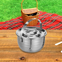 LIFKOME camping pot hanging handle shows easy carrying during outdoor cooking