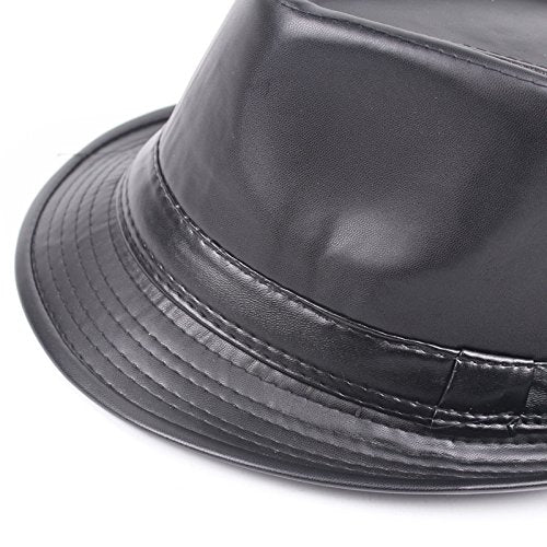 Lifup fedora hat material close-up emphasizes PU leather texture and soft feel