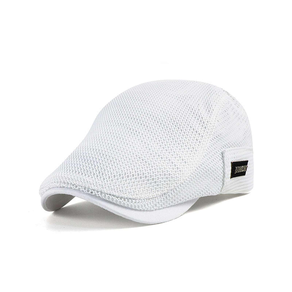 Lifup men's mesh flat cap front view showing breathable comfort for sunny days
