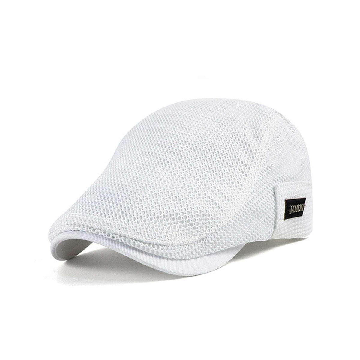 Lifup men's mesh flat cap front view showing breathable comfort for sunny days