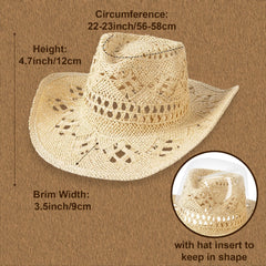 Lifup straw cowboy hat beige shapeable brim for versatile outdoor looks