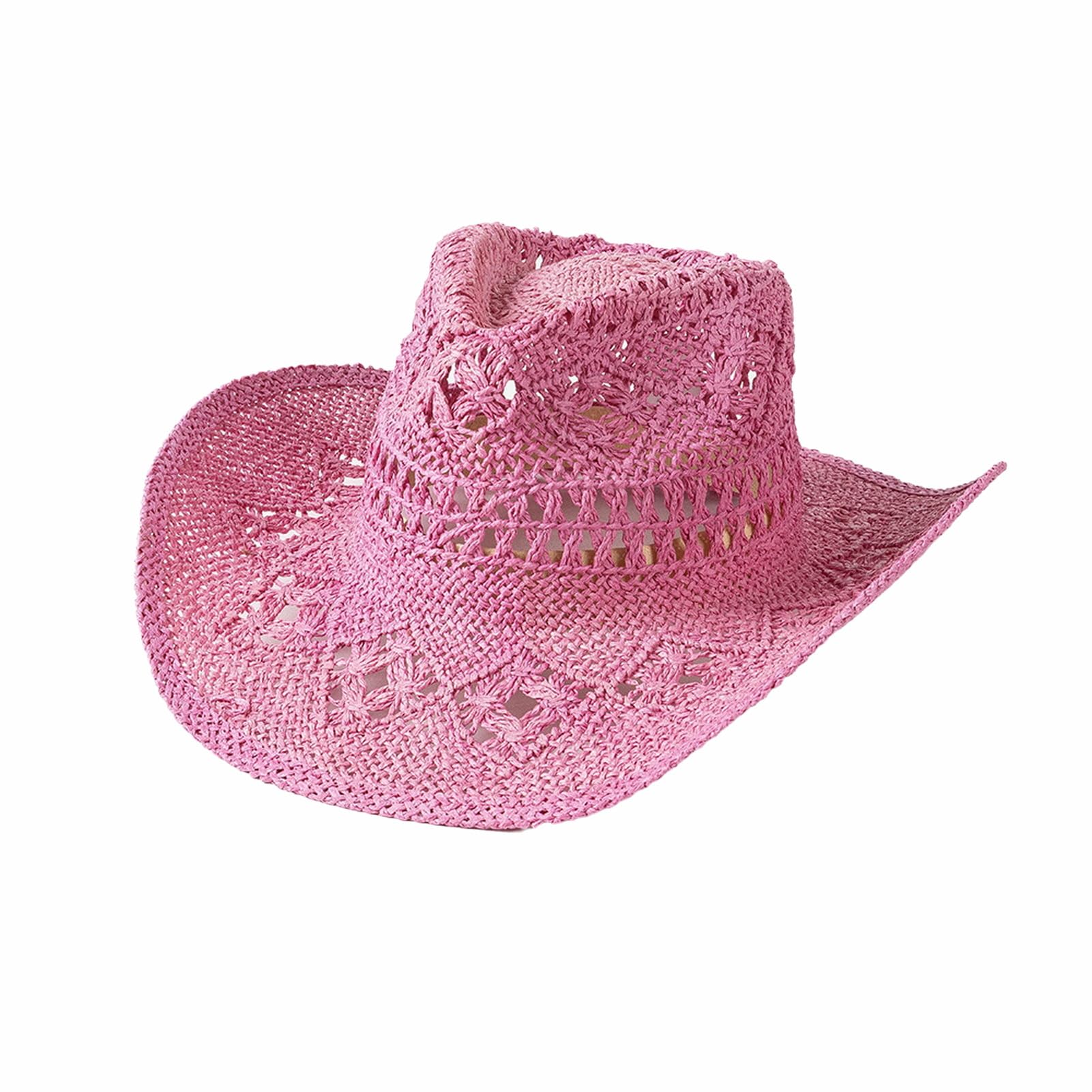 Lifup straw cowboy hat with wide brim provides UV shade on outdoor days.