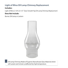 Light of Mine borosilicate chimney, clear, 6.5 inch height matches vintage lamps.