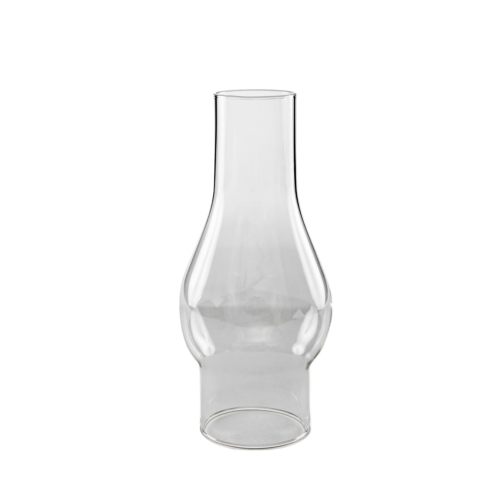 Light of Mine chimney, clear smooth-top borosilicate, enhances flame visibility and durability.