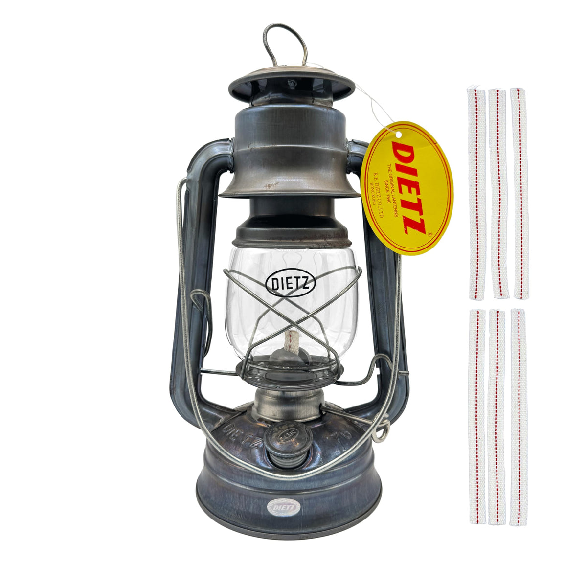 Light of Mine Dietz 76 unfinished lantern, front view, vintage ambiance for camping.