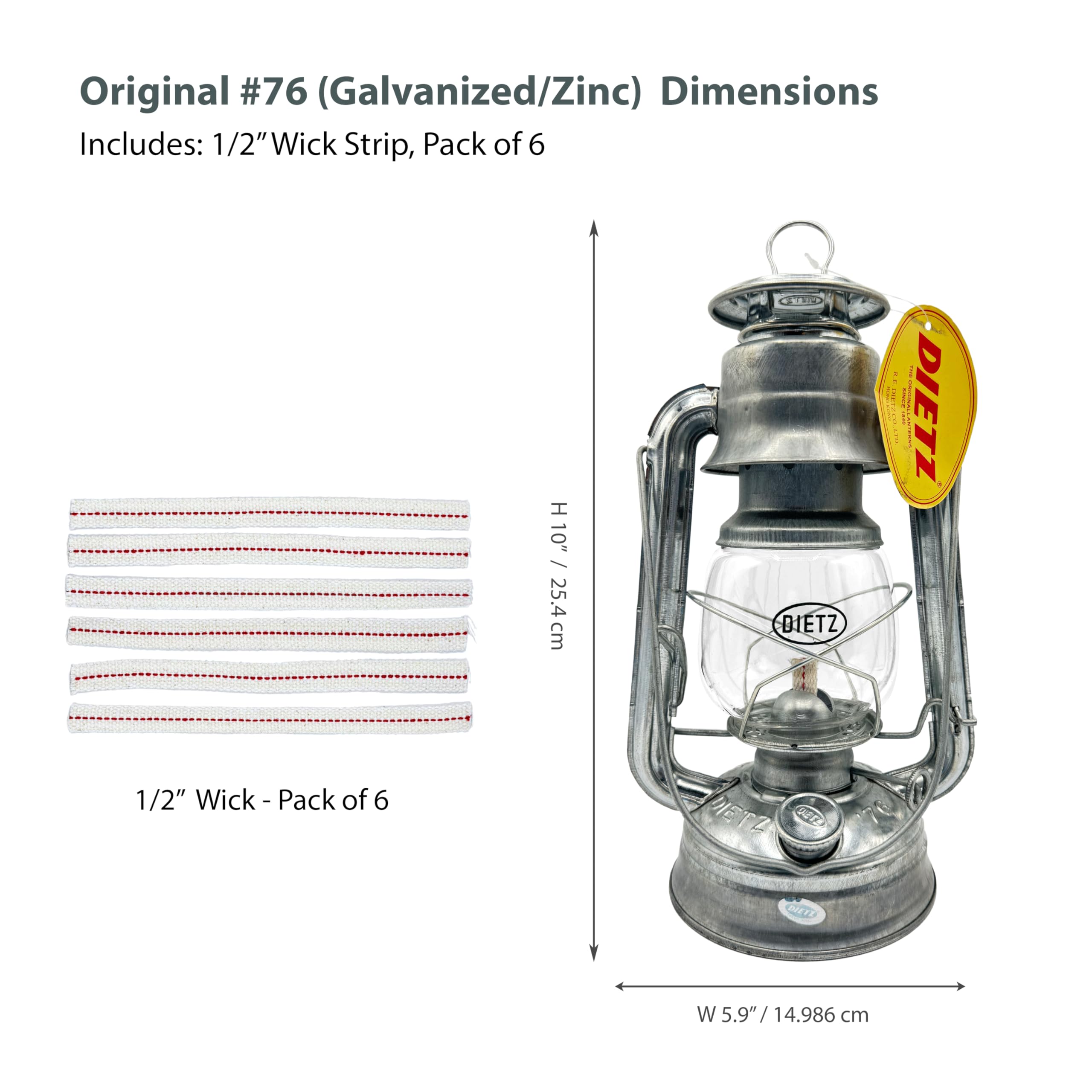 Dietz 76 wick strips half inch for simple maintenance and flame control.