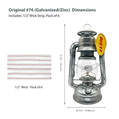 Dietz 76 wick strips half inch for simple maintenance and flame control.