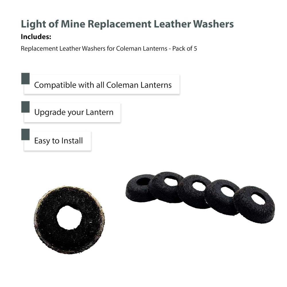 Light of Mine leather washer closeup, showing durable material and snug fit.