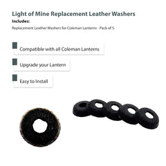 Light of Mine leather washer closeup, showing durable material and snug fit.