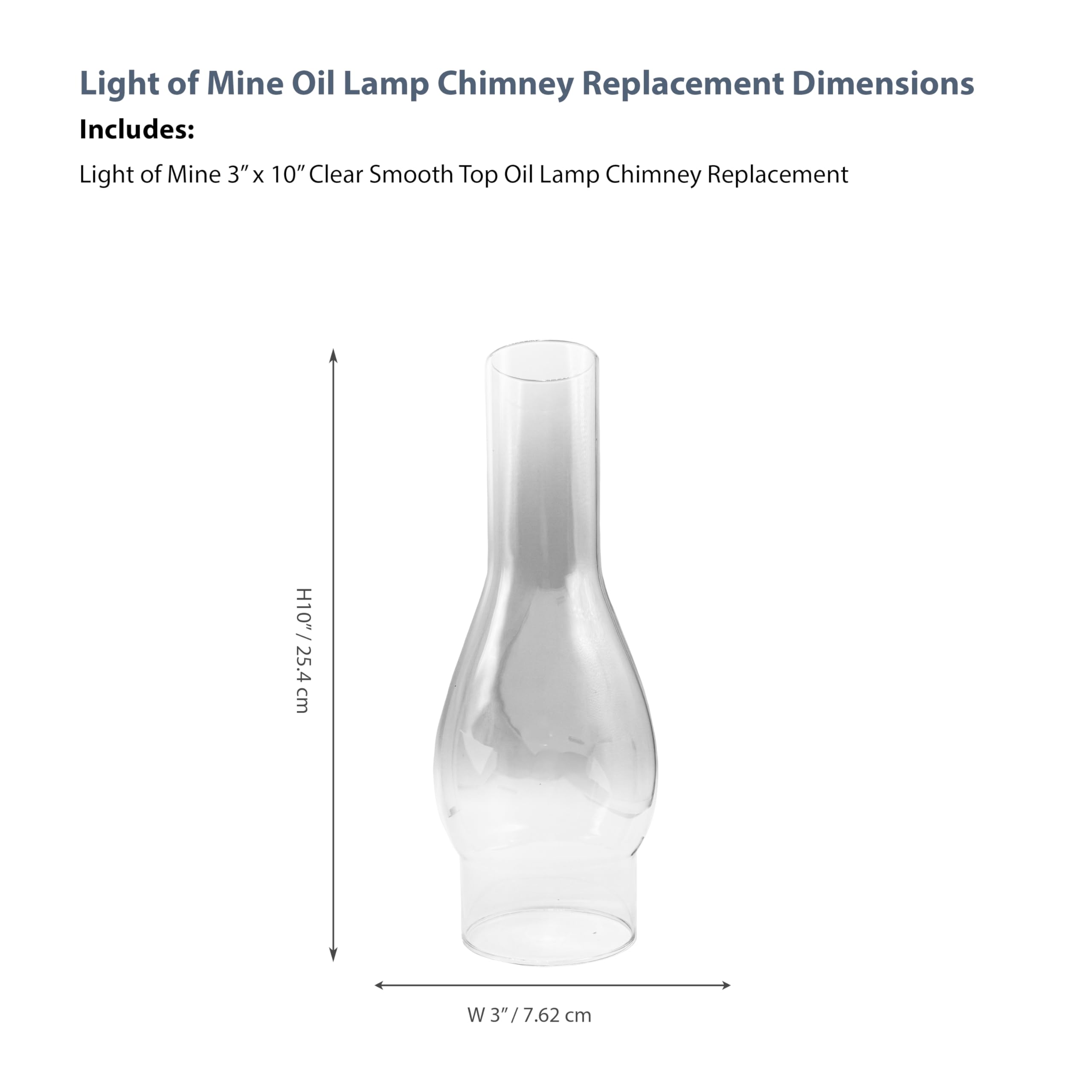 Light of Mine replacement chimney with clear glass for better flame visibility.