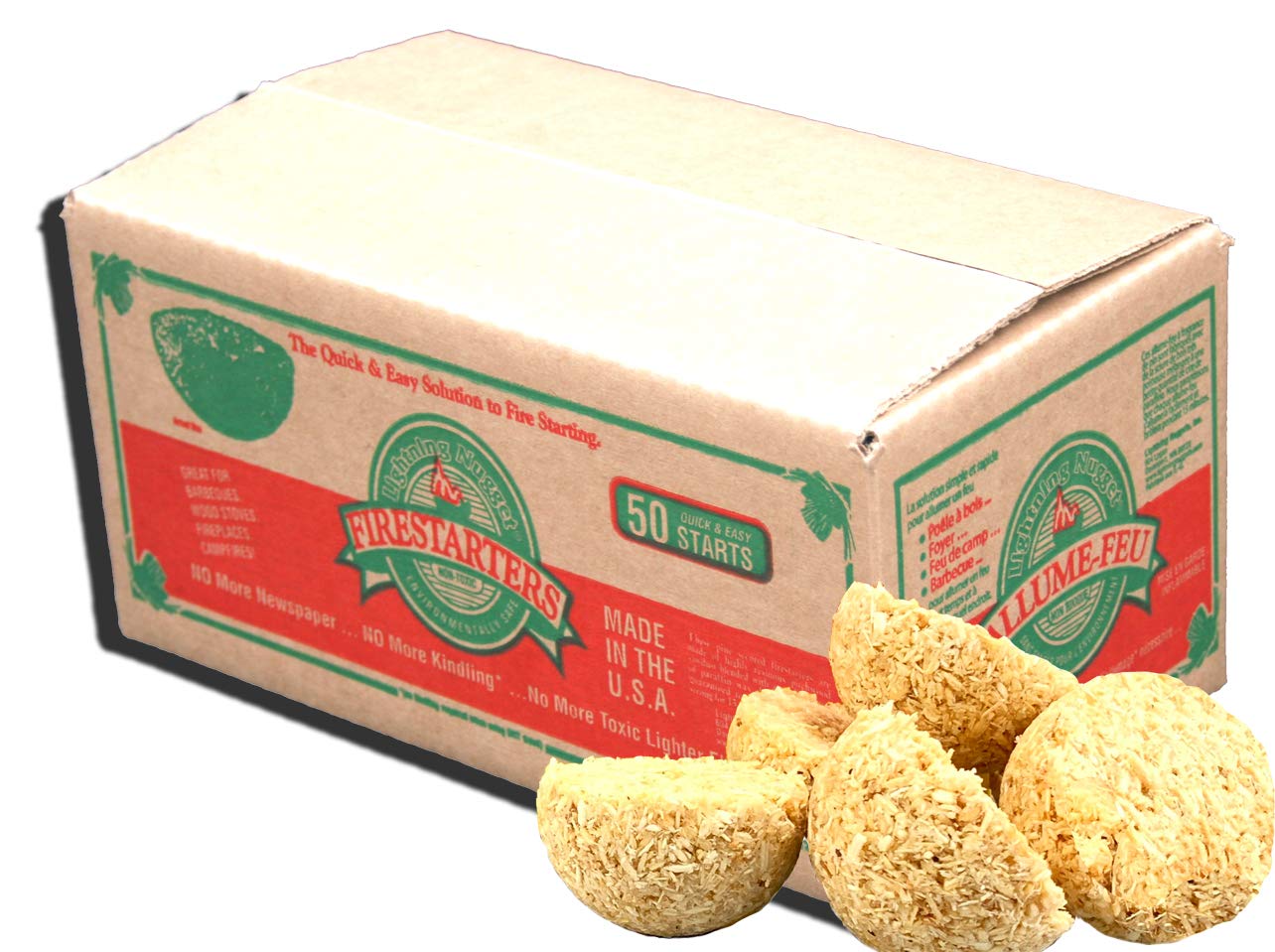 Non-toxic, pine-scented Lightning Nuggets ideal for safe indoor or outdoor fires