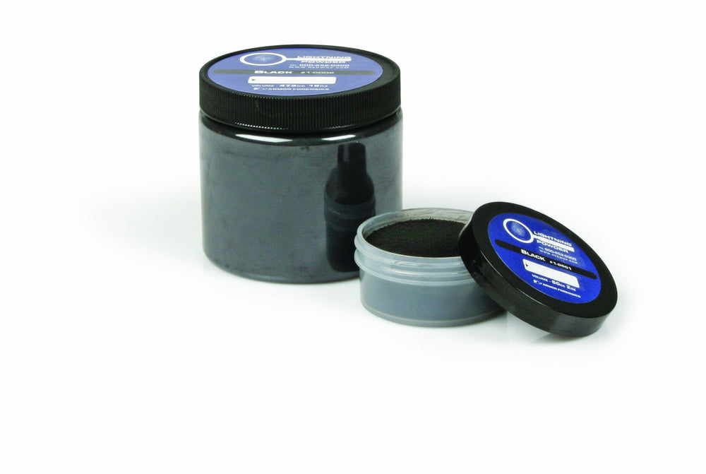 LIGHTNING POWDER Black latent fingerprint powder for clear dusting and print lifting.