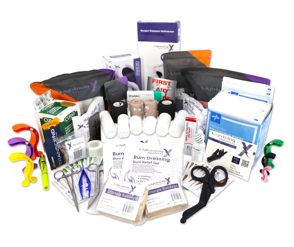 Lightning X compact trauma bag ready with contents for rapid deployment.