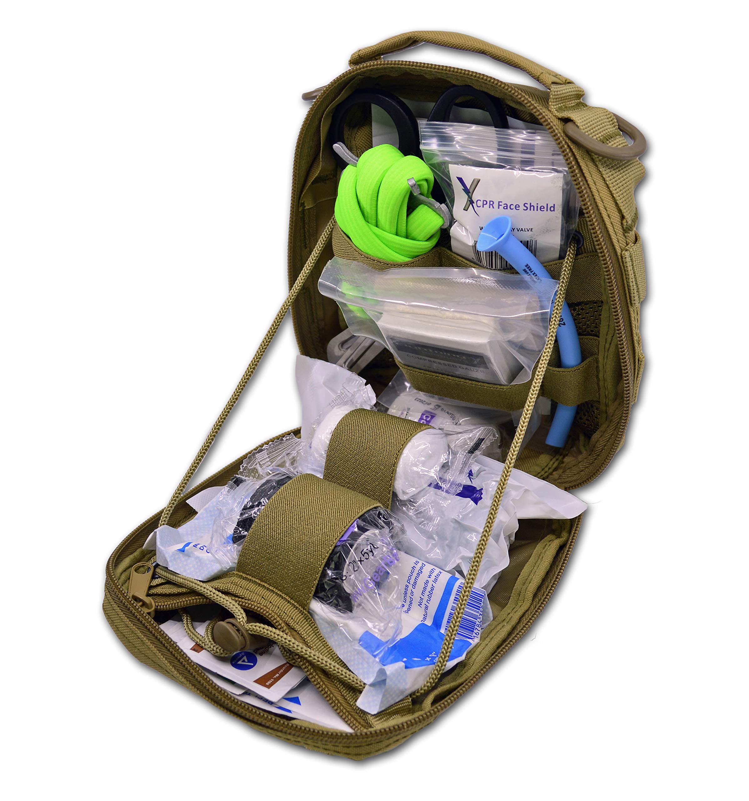 Lightning X IFAK tan pouch with MOLLE compatibility for secure field attachment.