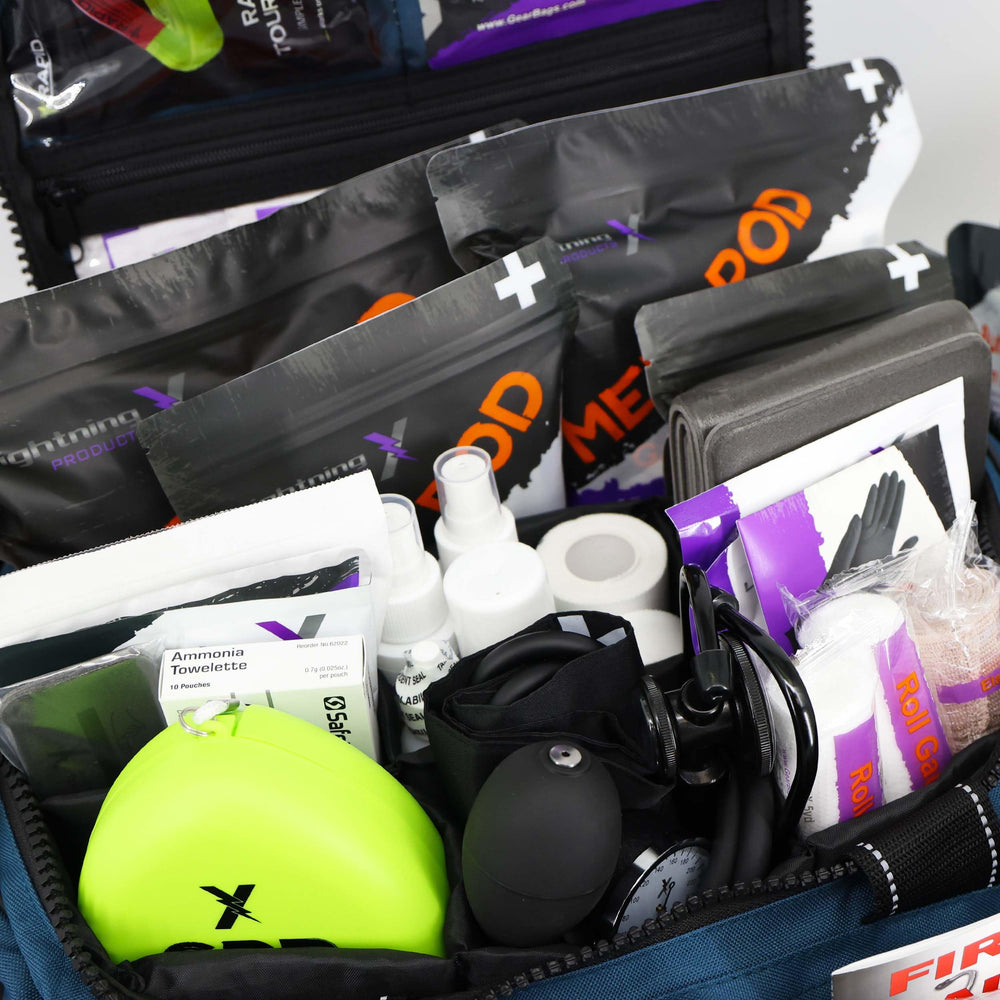 Lightning X Products stocked blue carry handle illustrating portability