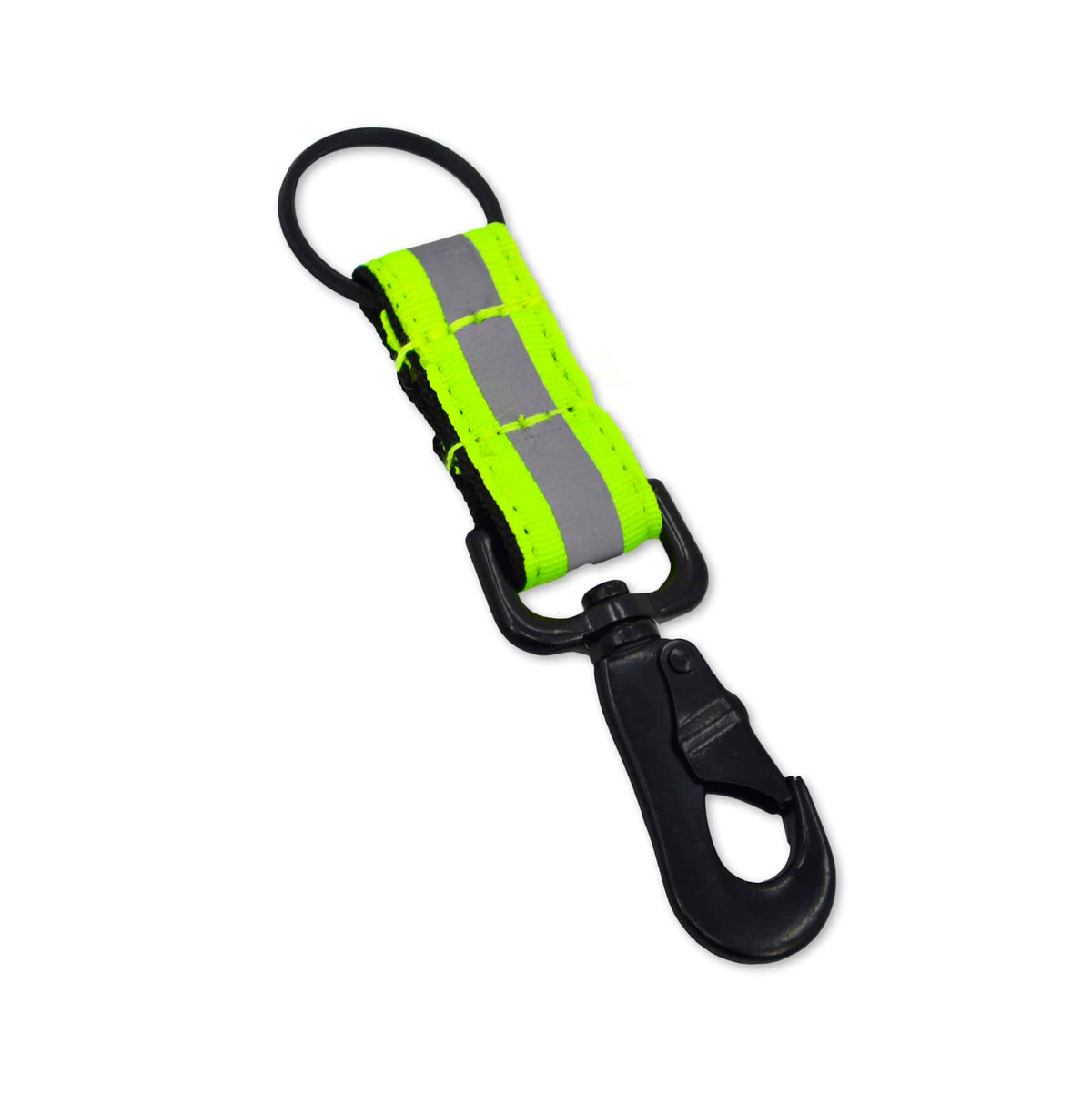 Lightning X Reflective Firefighter Key Chain with snap hook attached to turnout gear for quick access.