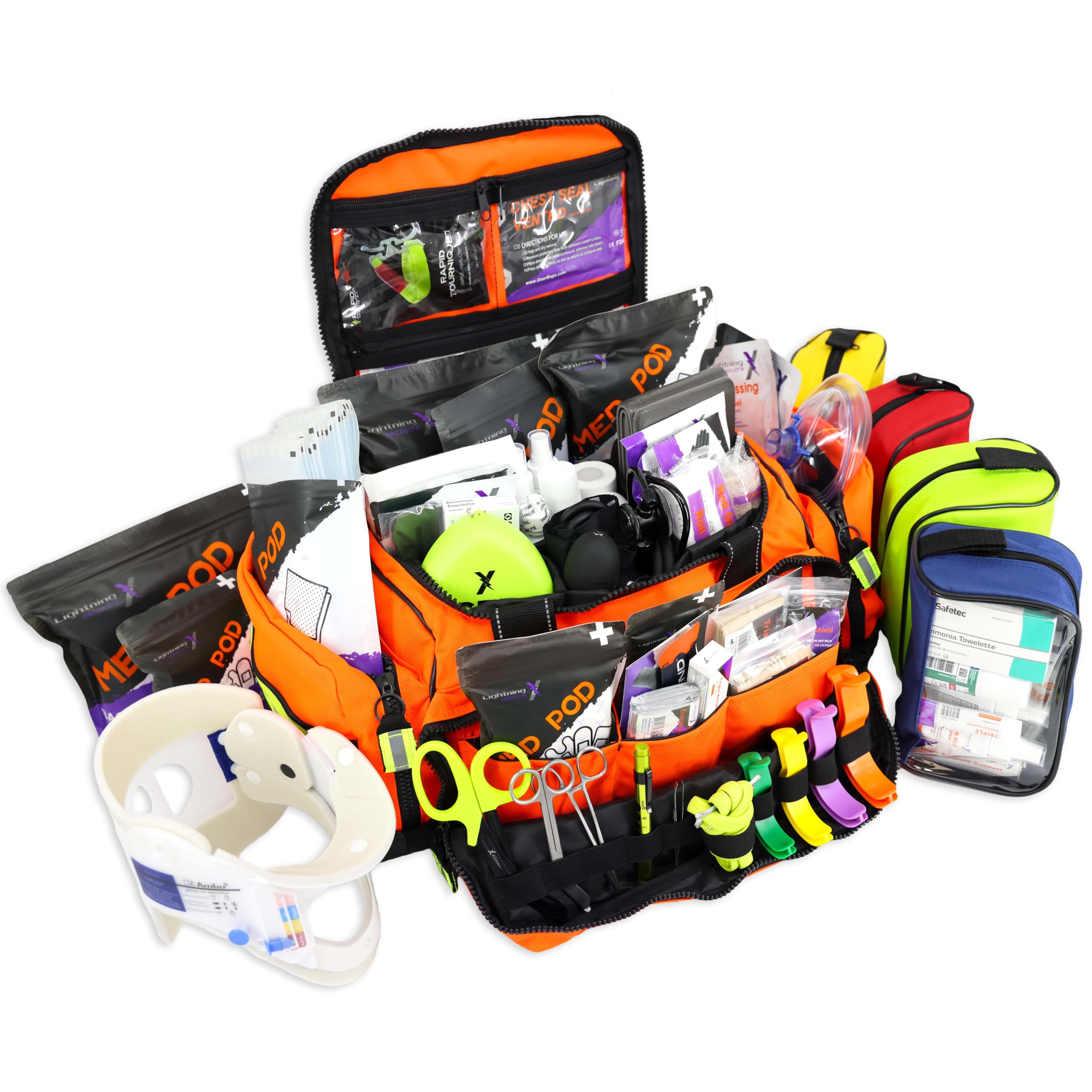 Lightning X MB35 Trauma Bag orange closed for rapid response on the go.