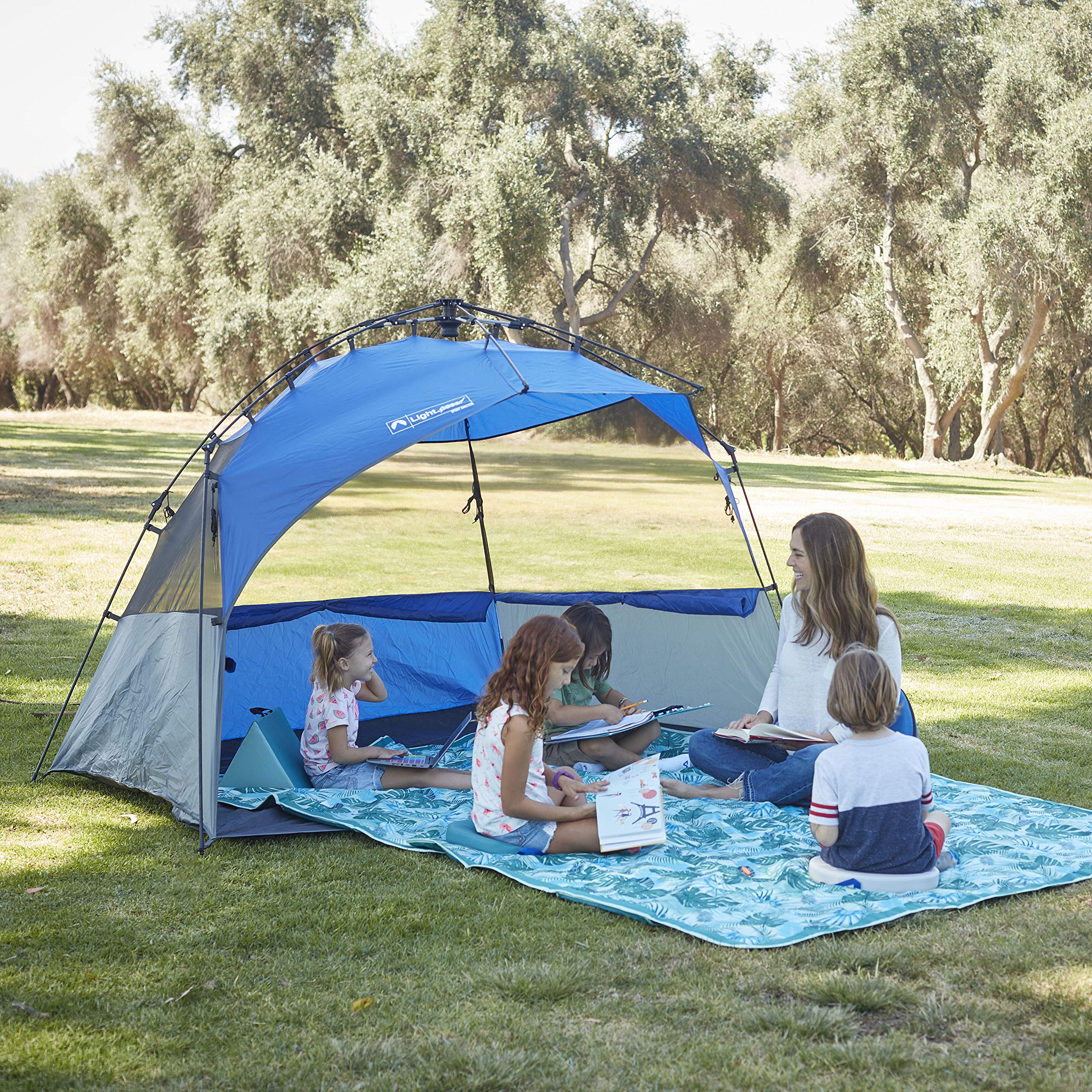 Lightspeed Outdoors XL blanket open to 5 by 7 feet on grass